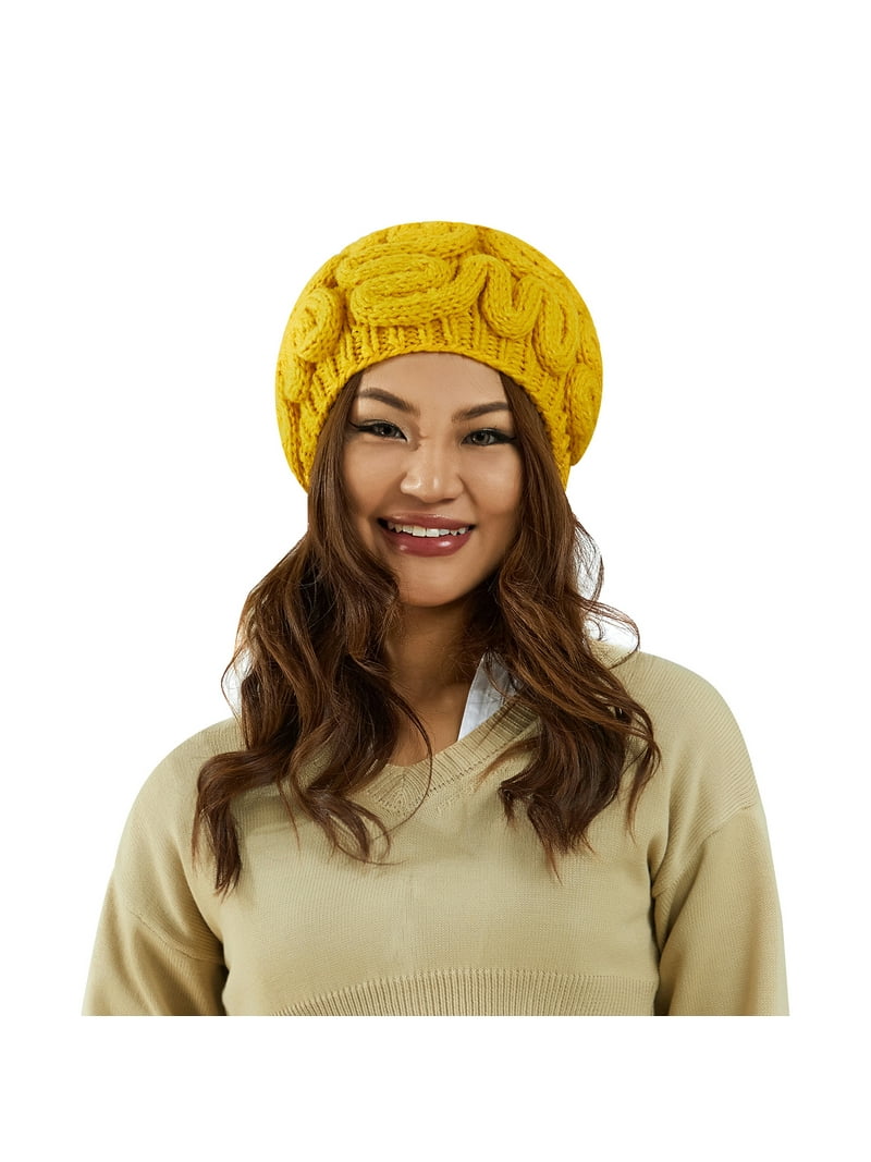 JYYYBF Crazy Brain Hat Handmade Knitted Brain Beanie Cap Funny Crochet  Gifts for Women Men Kids Yellow