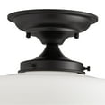 thumbnail image 4 of Regency Hill Modern Schoolhouse Farmhouse Ceiling Light Semi Flush Mount Fixture 12 1/4" Wide Black White Glass Shade for Bedroom Kitchen Living Room, 4 of 6