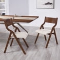 thumbnail image 2 of Sesslife Upholstered Folding Dining Chairs Set of 2, Modern Fabric Foldable Chairs with Padded Seats, Wooden Kitchen Chairs Space Saving for Dining Room, Kitchen, Bedroom, White+Walnut, 2 of 7