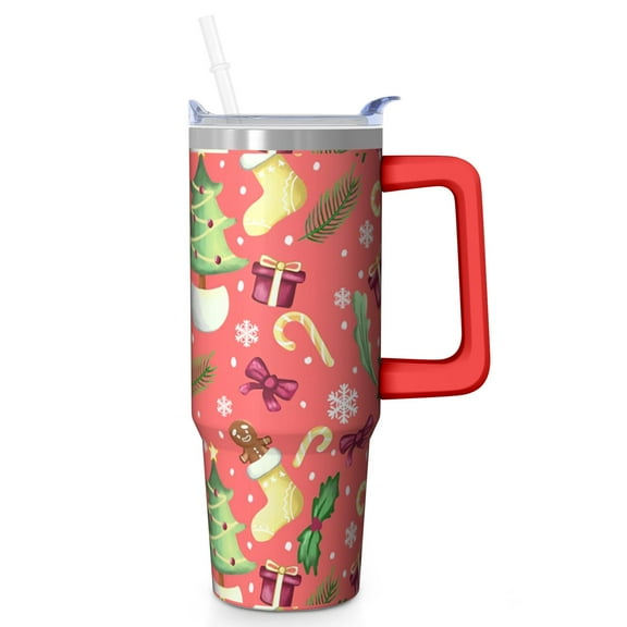 30 Oz Elk Holiday Tumbler With Handle, Christmas Coffee Travel Mug Cup, Winter Gift Idea