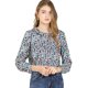 thumbnail image 2 of Allegra K Blusa Floral Con Volantes Cuello Redondo Manga Larga Flor De Loto Top Camisa Para Mujeres Verde S, 2 of 5