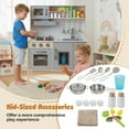 thumbnail image 5 of Costway Kids Kitchen Playset Wooden Pretend Play Chef Toy with Microwave & Accessories Gray, 5 of 7