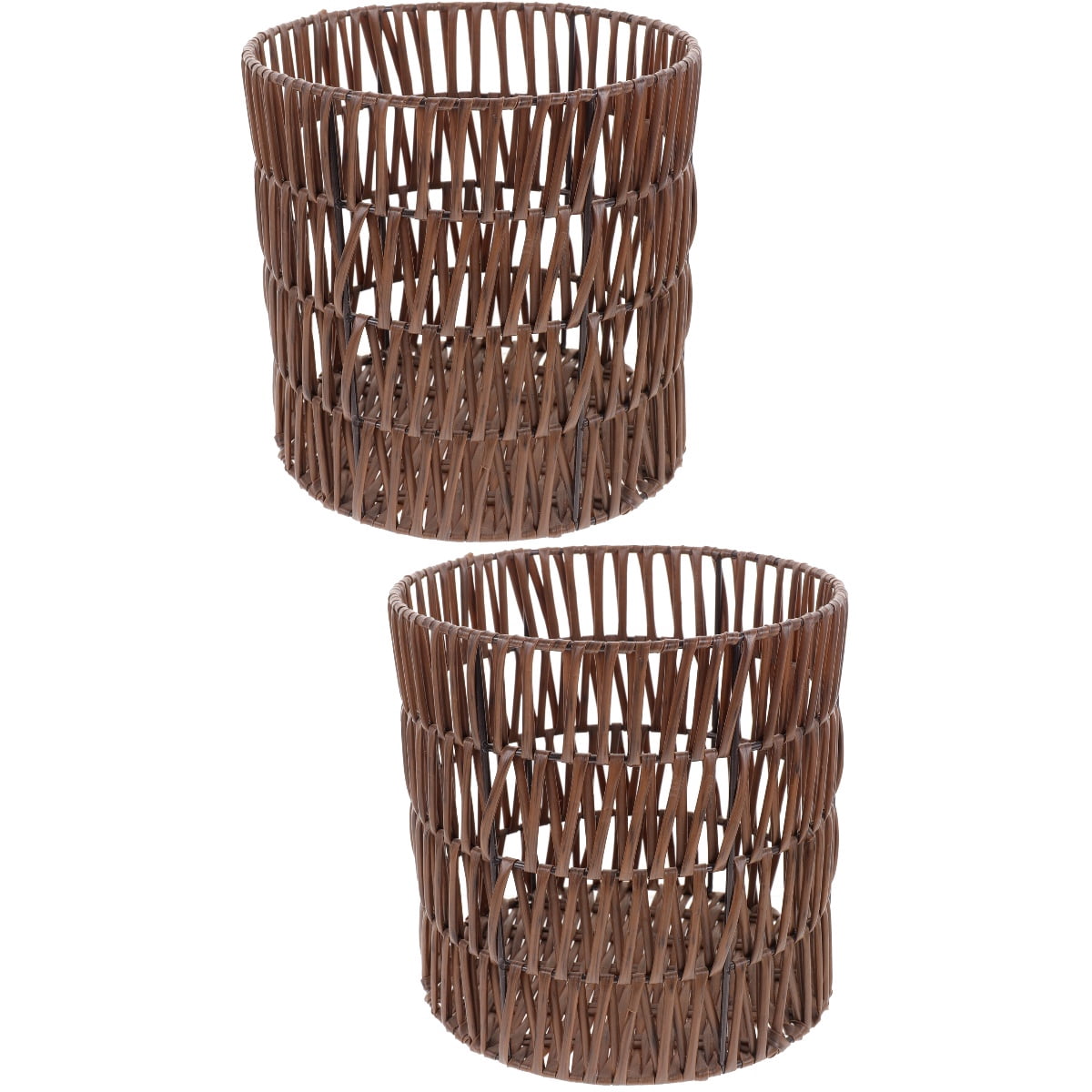 CRILSTYLEO Small Woven Baskets Brown for Snacks and Cosmetics Storage 2Pcs