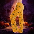 thumbnail image 2 of IYYVV Women Halloween Pajamas Pants Fall Pumpkin Pattern Print Lounge Slacks Comfy Loose Fit Drawstring Elastic Waist Sweatpants Saffron M, 2 of 6