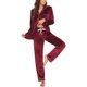 thumbnail image 2 of Conjunto de pijama de franela para mujer, manga larga, conjunto de estar por casa cálido, traje de ocio de dos piezas, ropa de dormir de polar, tapeta de botones, camisa de dormir y pantalón de, 2 of 6