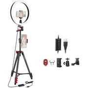 10-inch LED Ring Light Selfie Ring Light with Tripod Stand, 3 Light Modes Dimmable Ringlight with 54inches Tripod and Phone Holder for Live Streaming/Makeup/YouTube Blogging Video Shooting