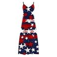 thumbnail image 5 of Uootdi Women Dresses American Flag Print Spaghetti Strap V Neck Maxi Length Loose Fit Lightweight Sundresses Casual Dresses Summer Beach Outfit Gift, 5 of 8