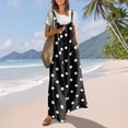 thumbnail image 2 of Women's Polka Dot Jumpsuit, Casual Wide Leg Bib Overalls with Pockets, Loose Fit Sleeveless Dot Print Summer Rompers Long Pants, 2 of 7