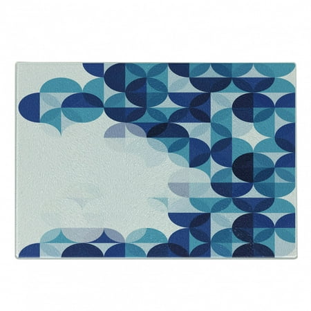 

Abstract Cutting Board Modern Geometrical Circled Pattern Plain Background Art Decorative Tempered Glass Cutting and Serving Board Small Size Dark Blue White and Blue by Ambesonne