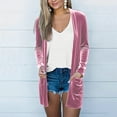 thumbnail image 2 of QATAINLAV Women's Velvet Cardigan Open Front Long Sleeve Outerwear Soft Comfy Warm Casual Streetwear, Pink, S, 2 of 7