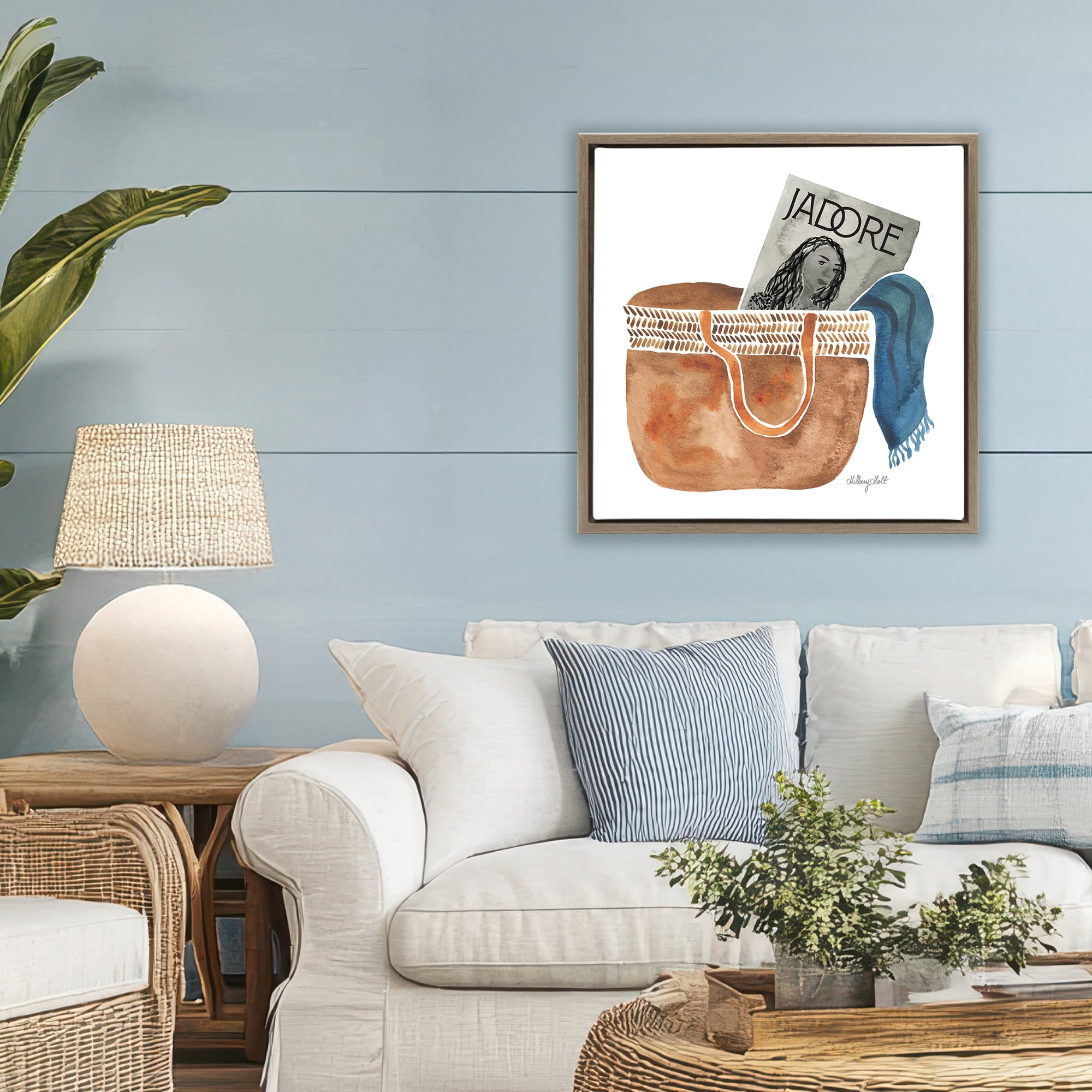 Stupell Industries Tote & Fashion Magazine Brown Framed Floater Canvas Wall Art, design by Hillary Holt