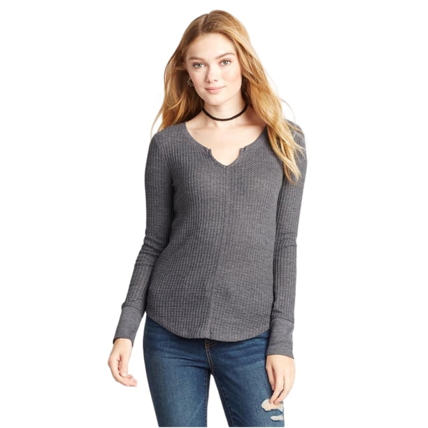 Suéter de punto tipo gofre Aeropostale gris extra pequeño