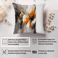 thumbnail image 2 of Ethan Taylor Floral Throw Pillow Soft Cushion Cover 'Orange Flower Flowers' Modern Pattern Decorative Square Accent Pillow Case, 20x20 Inches, Orange, Gray, 2 of 5