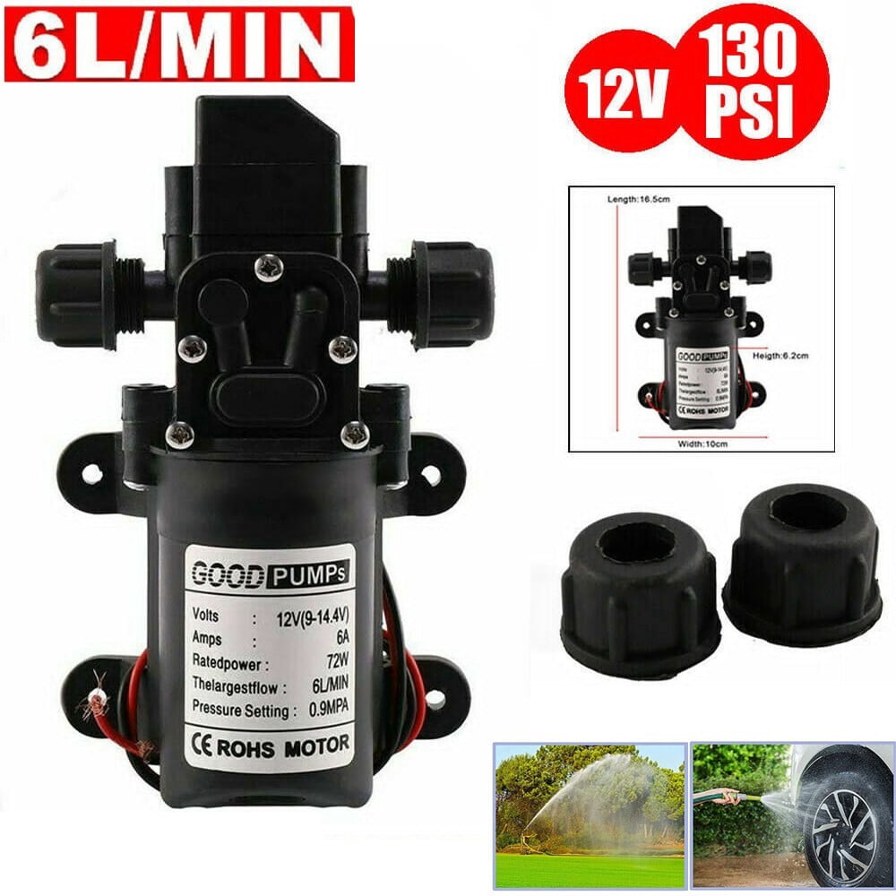 12V Water Pump 130PSI Self Priming High Pressure Diaphragm Pump with Auto Switch for RVs, Boats, and Outdoor Use