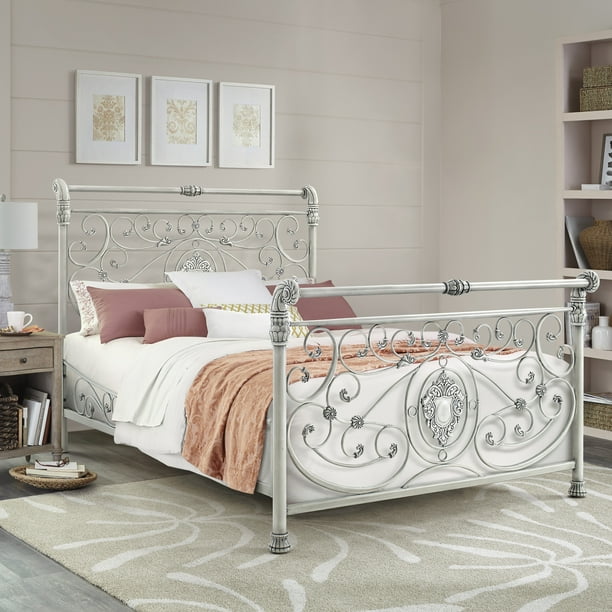 Hilale Furniture Mercer Brushed, Wrought Iron Sleigh Bed Queen