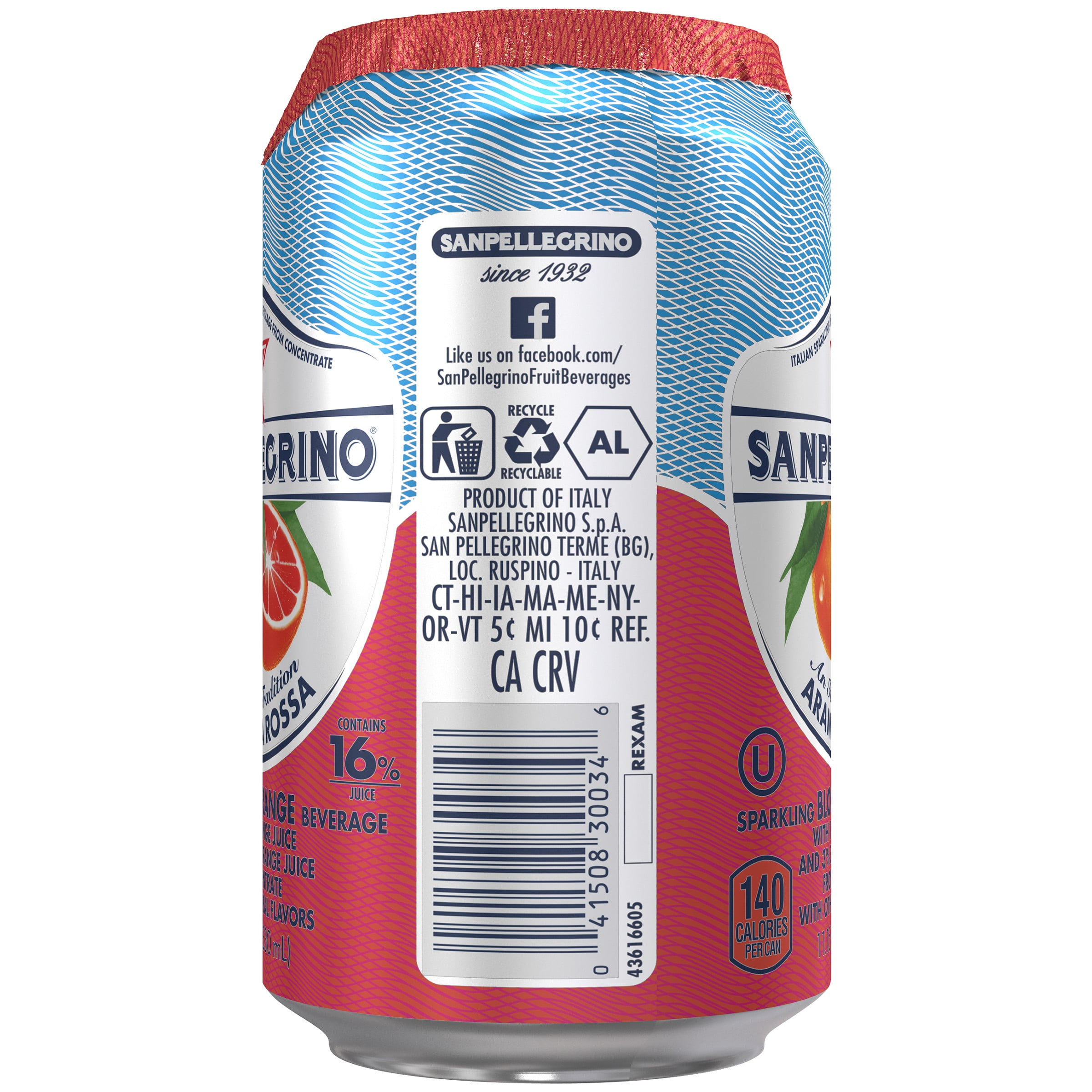 San Pellegrino Blood Orange Sparkling Fruit Beverages 11.15 Fl. Oz. 24 Count
