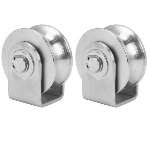 2Pcs 2 Inch Roller Wheel Bearings U Groove Pulley Wheels Heavy Duty Grooved Wheel for Material Handling and Moving