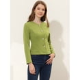 thumbnail image 3 of INSPIRE CHIC Women's Casual Fall Button Front Elegant Work Office Blazer Jacket Green L, 3 of 5