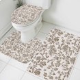 thumbnail image 3 of Farmhouse Brown Bath Mat 3 Piece Bathroom Rug Set, Vintage Flower Leaf Botanical Plant Non Slip Bath Rug Contour Mat and Toilet Lid Cover, Absorbent Shower Mats Soft Bath Rugs and Mats Sets, 3 of 8
