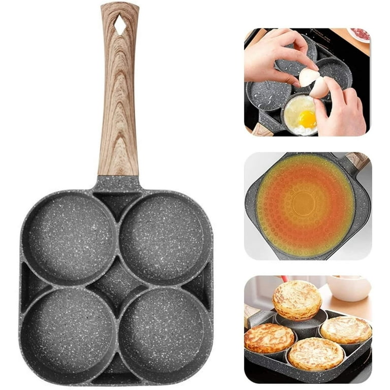 1pc Egg Frying Pan, Nonstick Egg Frying Pan, Egg Burger Maker Pan, 3/4  Holes Divided Grill Frying Pan, Non Stick Omelet Pan, Cooking Pan For  Breakfast