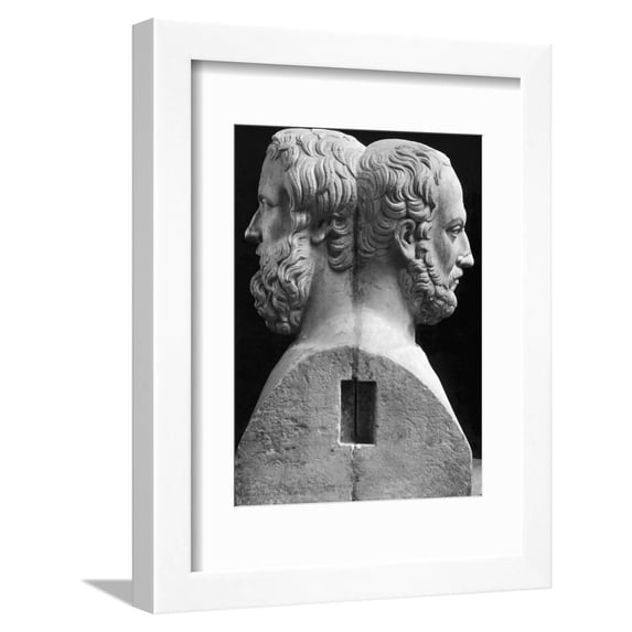 Profile Statuette of Herodotus and Thucydides Framed Print Wall Art