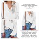 thumbnail image 5 of Camisa informal holgada con puños de farol y diseño de botonadura sencilla - Blusa de algodón blanca, talla M Blusa con cuello en V y mangas globo, 5 of 6