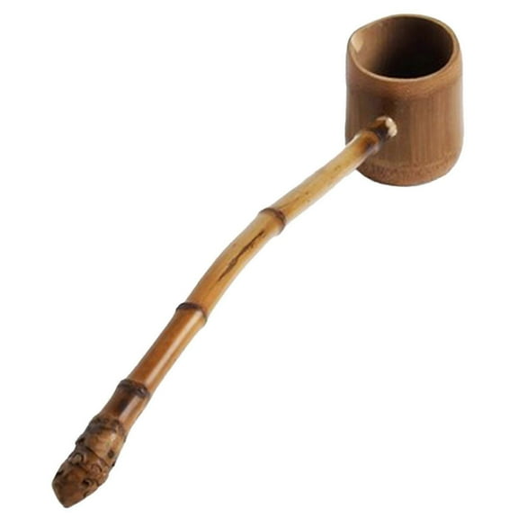 Bamboo Long Handle Water Scoop for Bath, Garden, Tea Ceremony and Sauna (5" x 7" Size)