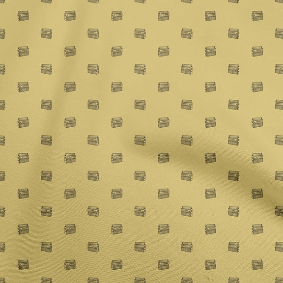 oneOone Cotton Silk Yellow Fabric Retro Radio Diy Clothing Quilting Fabric Print Fabric By Yard 42 Inch Wide