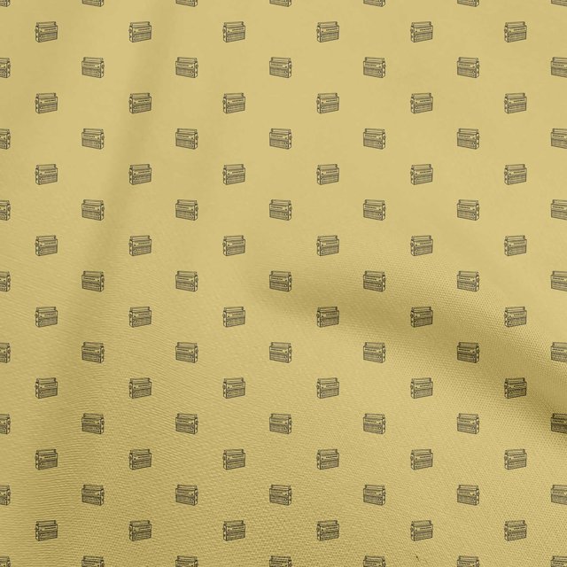 oneOone Cotton Jersey Yellow Fabric Retro Radio Craft Projects Decor Fabric Printed By The Yard 58 Inch Wide