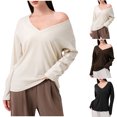 thumbnail image 1 of Top de encaje color crema,Camiseta deportiva de manga larga con cuello en V para mujer, mezcla de algodón transpirable, corte holgado para hacer ejercicio y usar en casa, sopatenor, 1 of 9