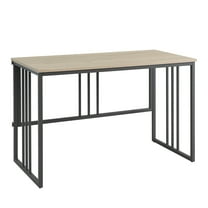 Collapsible Slatted Mission Writing Computer Desk, Space Saving for Bedroom, Home Office, Small Spaces, Fully Assembled, White Oak/Gunmetal – Leick Home, 70001-WOGM
