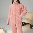 thumbnail image 4 of Fleece Pajama Pants Women Long Sleeve Zip Up Jackets Pants Set Cozy Lounge Sets for Women Winter Womens Warm Pajama Sets, 4 of 8