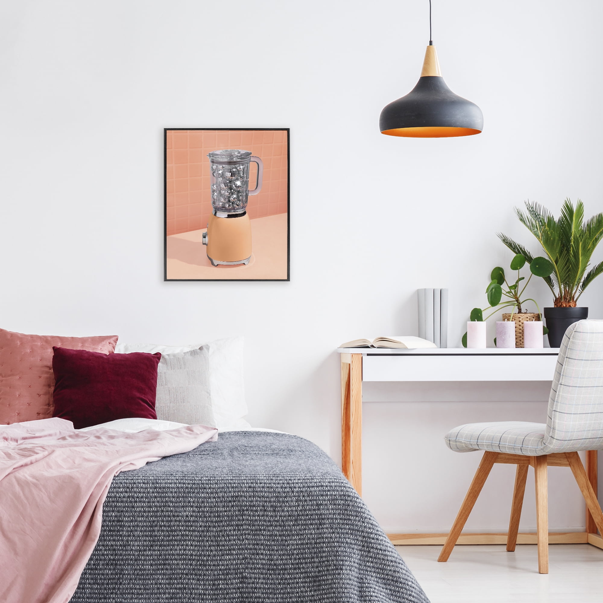Orange Retro Disco Blender Black Framed Giclee Art, design by LISH Creative