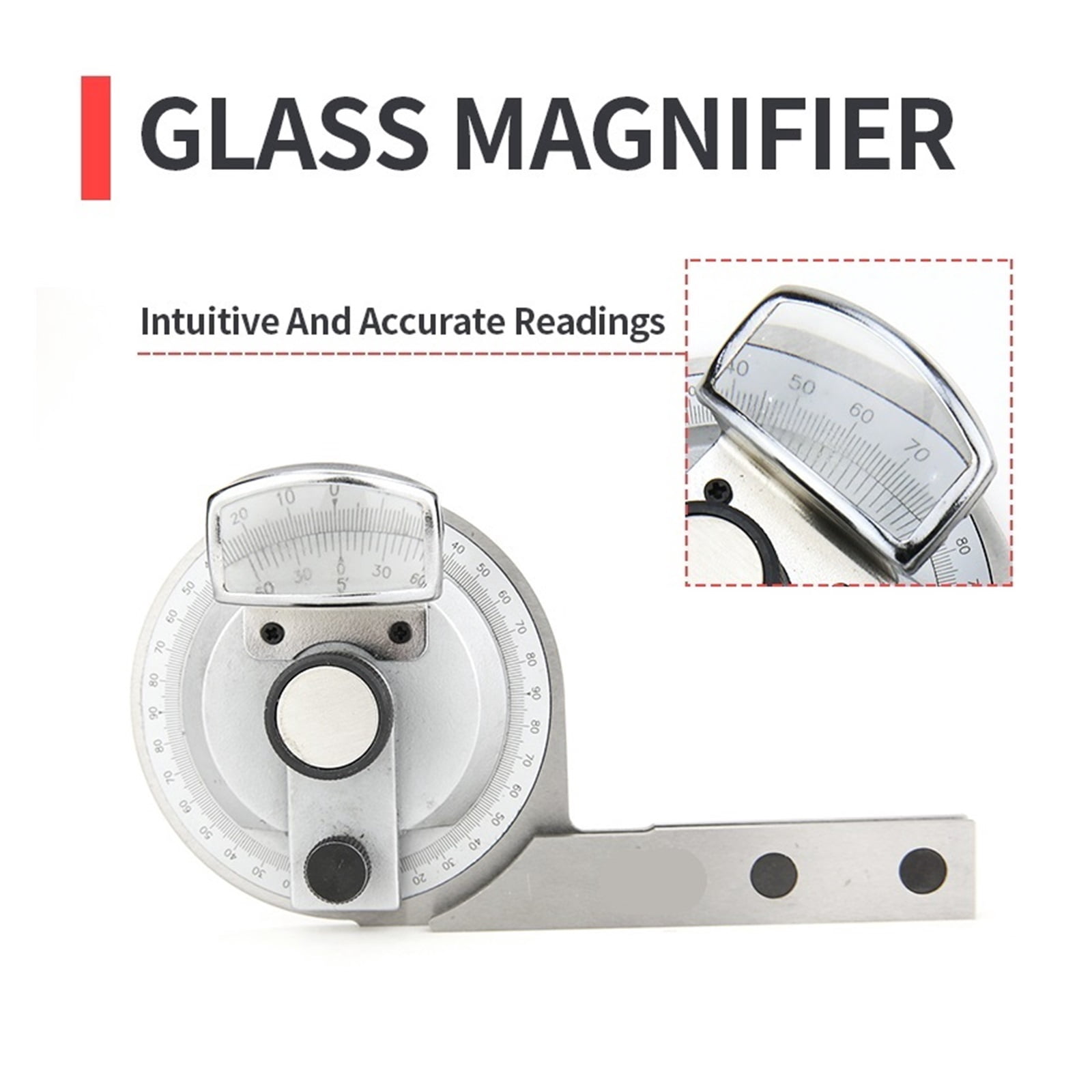 Universal Angle Ruler Carbon steel Protractor Angle Measuring Instrument Magnifying Glass ,Water-Proof & Dust Resistant