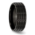 thumbnail image 4 of Auriga Stainless Steel Brushed Black IP-plated 8 mm Grooved Band for Women Size 12, 4 of 6