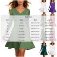 thumbnail image 3 of SETOOFF Women Long Sleeve V Neck Wrap Dress Ruched Waist Flared Skater Mini Dress Solid Color Fit and Flare Casual Party Daily Dress, 3 of 9