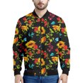 thumbnail image 3 of Chaqueta con estampado de girasol en blanco y negro para hombre, sudaderas con estampado floral en 3D, chaquetas de calle de manga larga con cremallera de gran tamaño, abrigos, 3 of 5