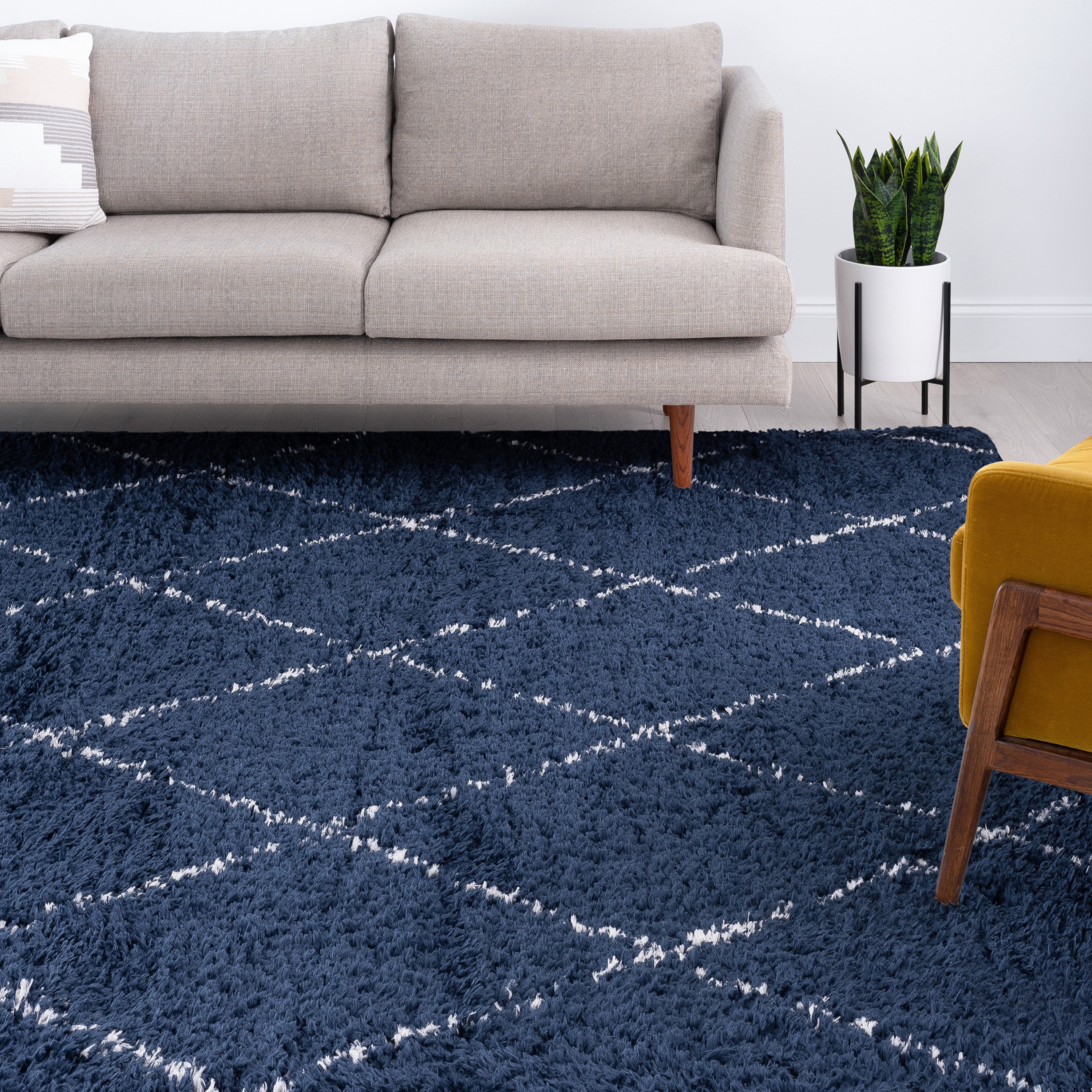 2x8 Modern Navy Runner Rugs for Hallway | Indoor Entry, Entryway, Walkway or Kitchen Rug 2'3'' x 7'3''