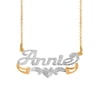 Script Name Necklace with Beading and Rhodium