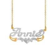 Script Name Necklace with Beading and Rhodium