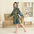 thumbnail image 2 of FORMRS Niños Bathrobe Unisex Hooded Robe Soft Plush Pajamas Sleepwear, Size 2-3T, Green Celestial Serpent, 2 of 7