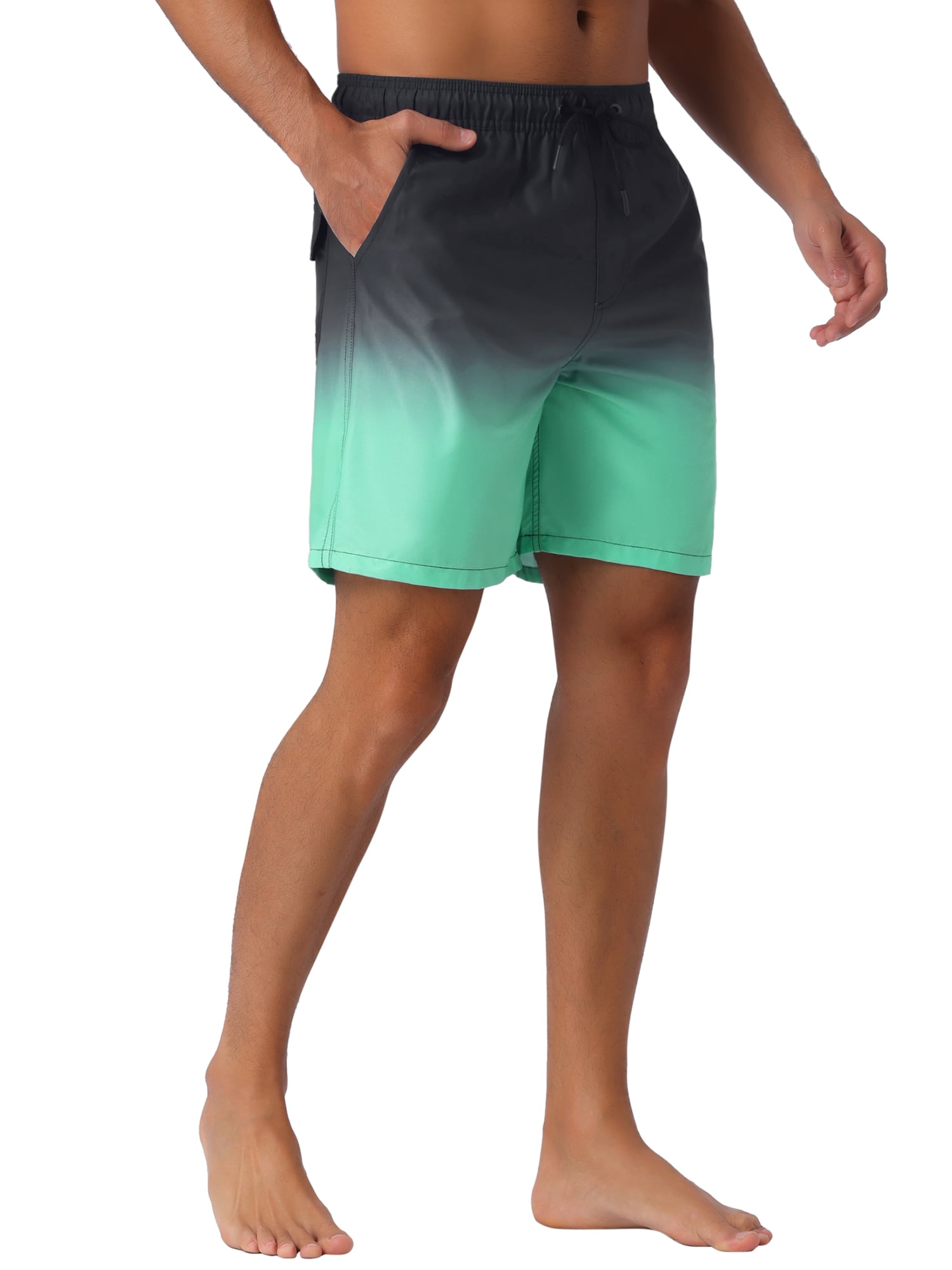 INSPIRE CHIC Father's Day Men's Gradient Color Drawstring Elastic Waist Lining Summer Swimming Trunks 30 Light Green