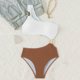 thumbnail image 4 of Traje de baño de una pieza para mujer, conjuntos de bikini para mujer, moda de bloques de color para mujer, sin hebilla, de un solo hombro, sin espalda, conjuntos de bikini de nailon para mujer, 4 of 5