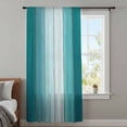 thumbnail image 4 of Aqua Ombre Sheer Curtains 63 Inches Long, Vintage Country Wooden Light Filering Curtains, Breathable Simi Curtain Privacy Drapes for Living Room Bedroom Lightweight Window Treatment, 4 of 9