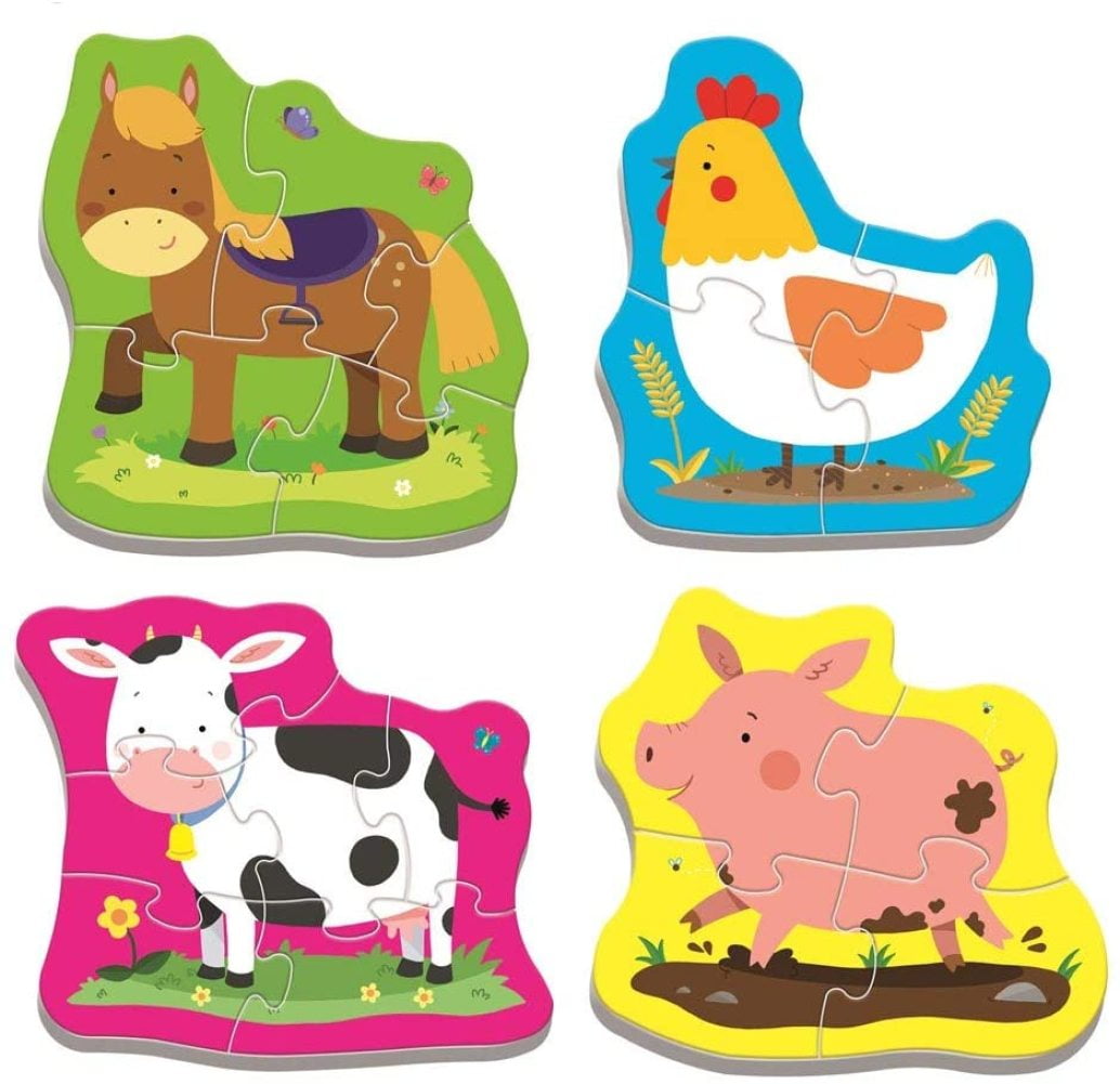 Trefl 4 In 1 Kids Baby Classic Animals On The Safari 3-6 Piece Jigsaw Puzzles 