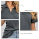 thumbnail image 5 of Camiseta de Mujer Color Puro Solapa Manga Corta Cuello en V Casual Verano para Oficina en casa Compras Actividades al Aire Libre, 5 of 6