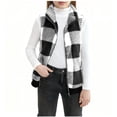 thumbnail image 5 of GiLiling Girls Plaid Fleece Vest Fuzzy Sleeveless Cardigan Fuzzy Sherpa Outerwear Casual Fluffy Jacket Open Front Warm Clothes (Black, 15-16 Years), 5 of 6