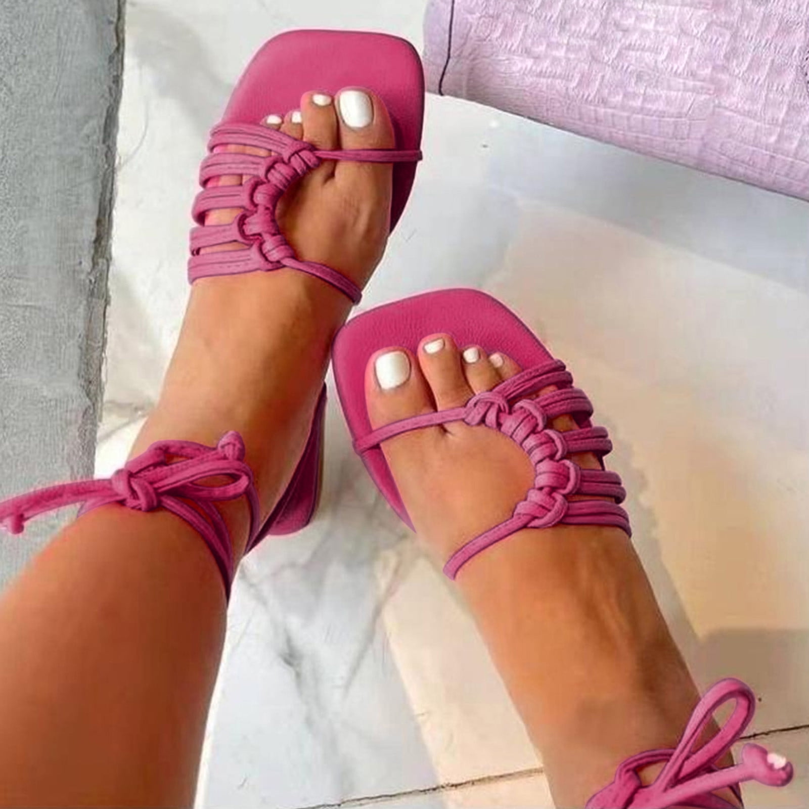 Ladies pink sandals size 6 outlet