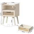 thumbnail image 2 of LELELINKY Rattan Nightstand with Charging Station, Boho Bedside Table with Handmade Drawer & Open Shelf for Bedroom, Grey, 2 of 7