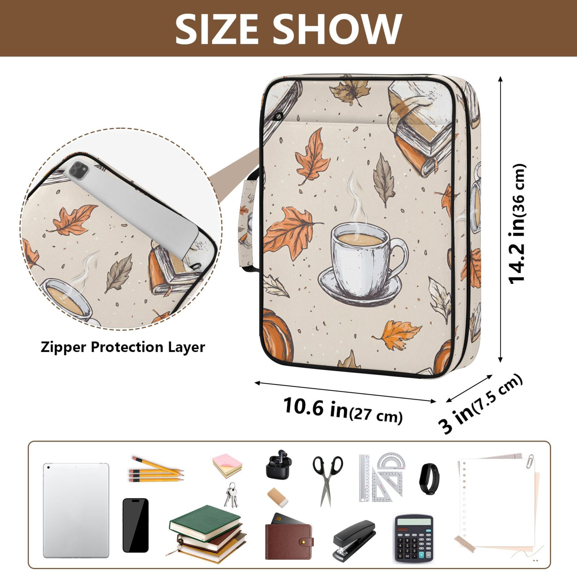 FORMRS Accordion File Folder A4 Size 7-Pocket Expanding Document Organizer Bag with 3 Ring Binder, Fall Coffee